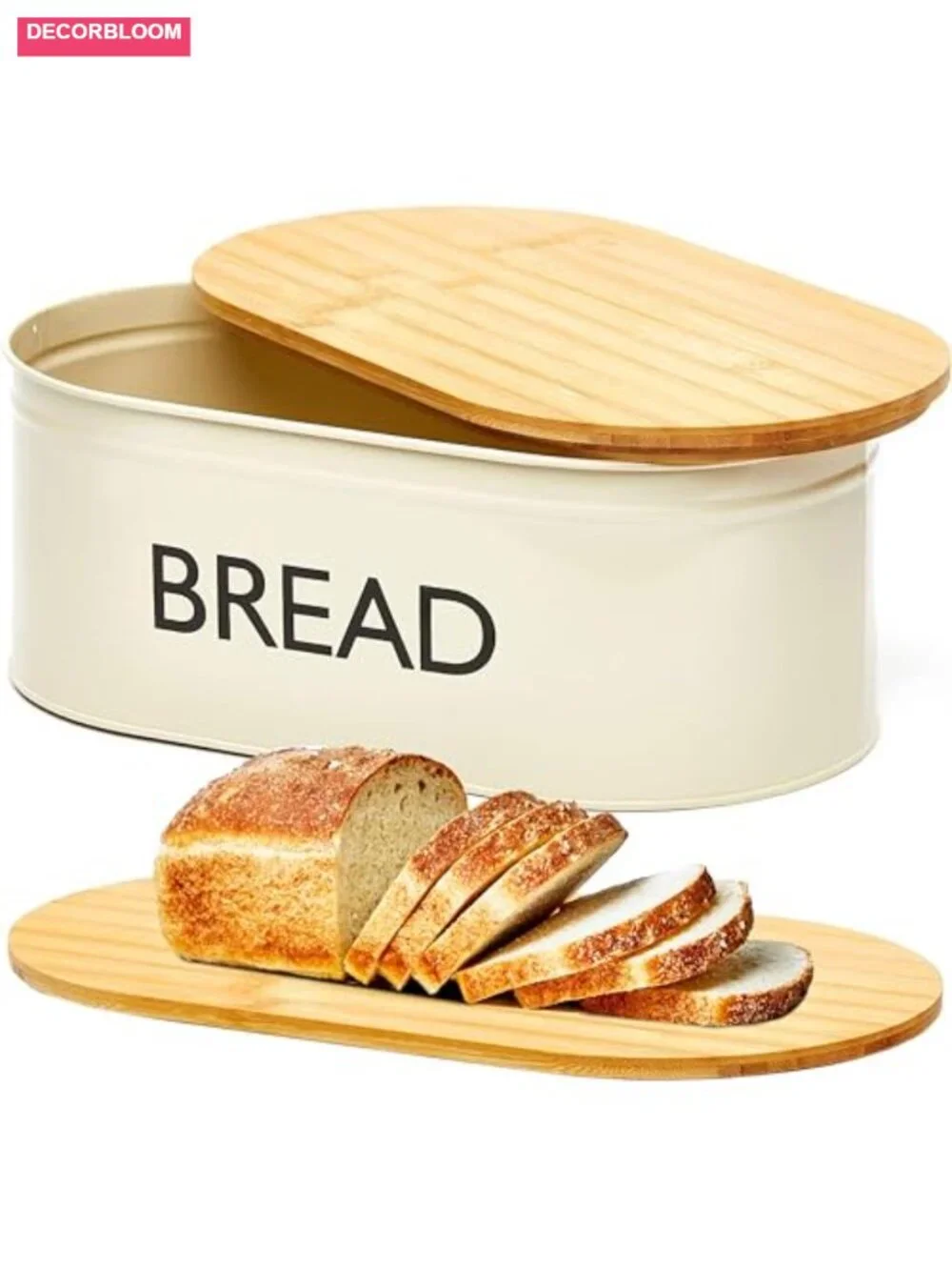 Premium Metal Bread Box with Bamboo Lid - Rust-Proof Galvanized Steel